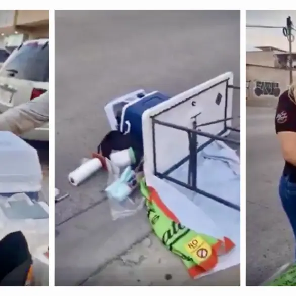 Mujer tira puesto de tamales porque no podía sacar su auto del estacionamiento