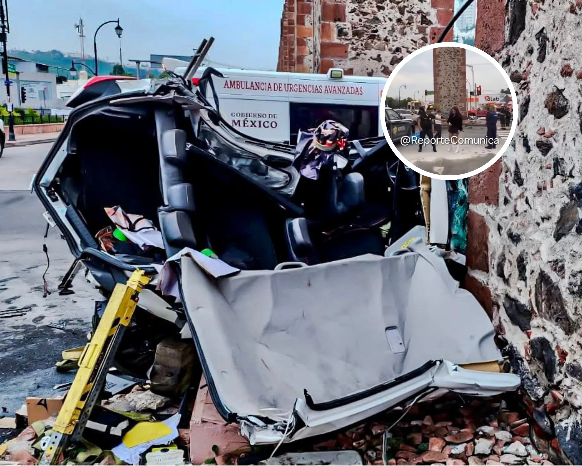 Así quedó el auto de las víctimas en Querétaro. Especial.