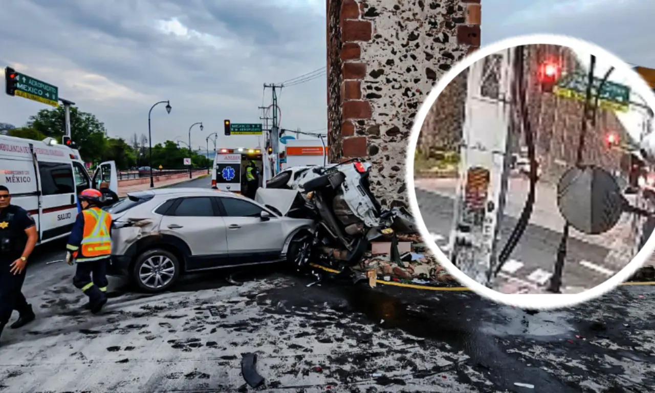  Captan el momento exacto del choque fatal en los Arcos de Querétaro 
