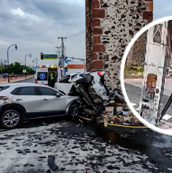 Captan el momento exacto del choque fatal en los Arcos de Querétaro