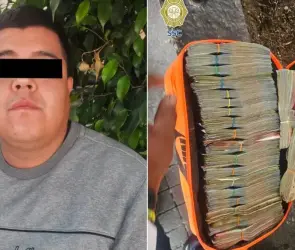 Lo detienen por no usar casco y le encuentran más de 1 mdp y drogas