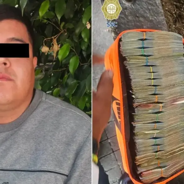 Lo detienen por no usar casco y le encuentran más de 1 mdp y drogas