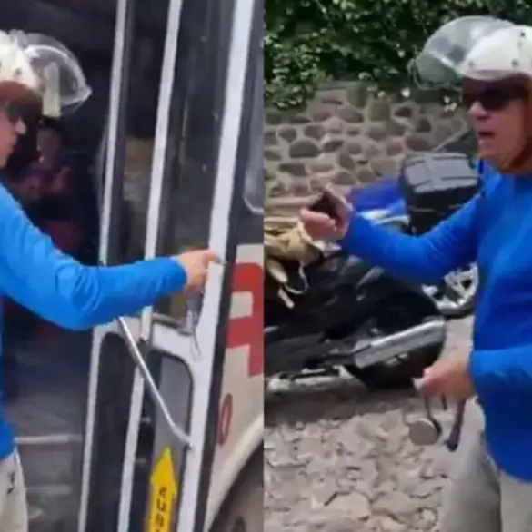 "Lord Gringo" bloquea calle con su moto y explota contra mexicanos