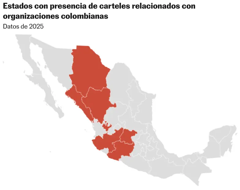 Estados con mayor presencia de colombianas. El País