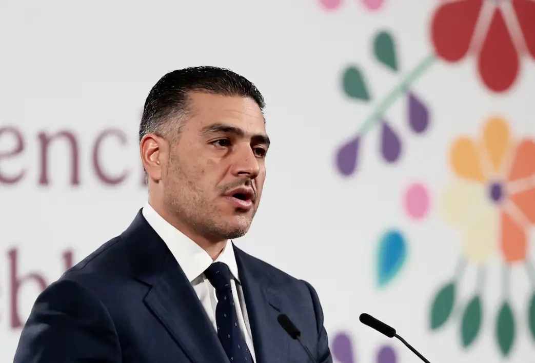 Omar García Harfuch en el Palacio Nacional de Ciudad de México, este martes. Especial