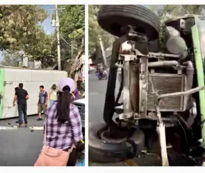 Así fue la impactante volcadura de un camión que dejó 19 heridos en Xochimilco