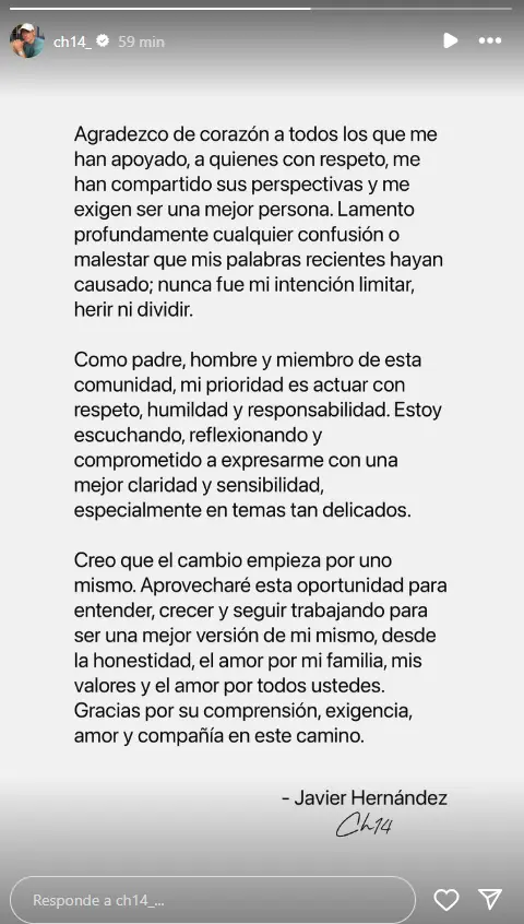 Comunicado de Javier Hernández Especial