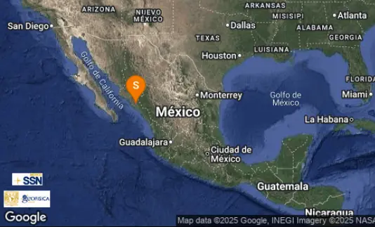 Según el Servicio Sismológico Nacional (SSN), el epicentro se localizó a 6 kilómetros al noroeste de Culiacán. X.