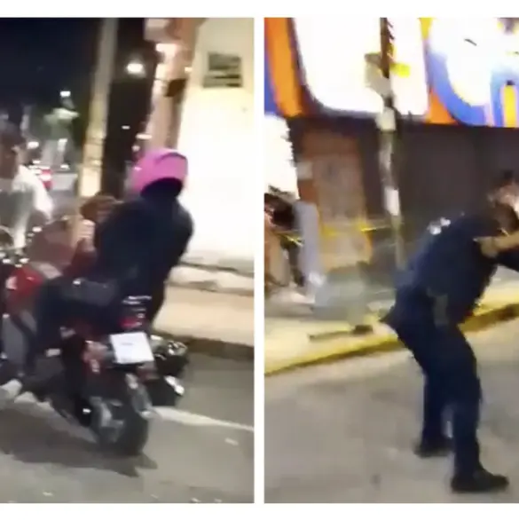 Policía y motociclista protagonizan pelea en calles de la Cuauhtémoc | VIDEO