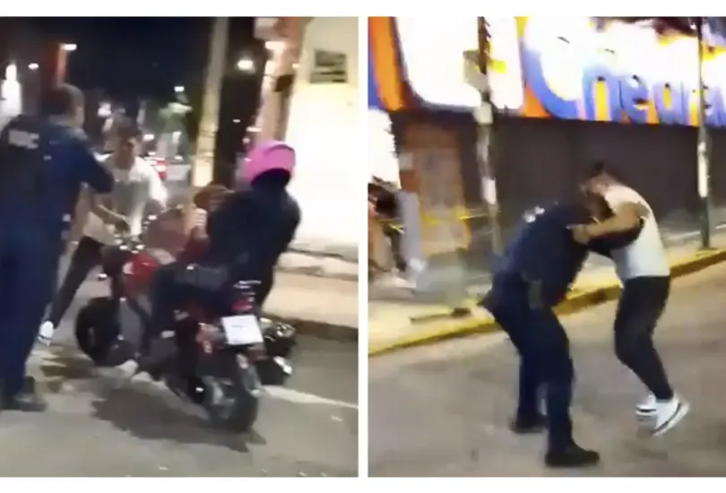 Policía y motociclista protagonizan pelea en calles de la Cuauhtémoc | VIDEO Policía y motociclista protagonizan pelea en calles de la Cuauhtémoc | VIDEO