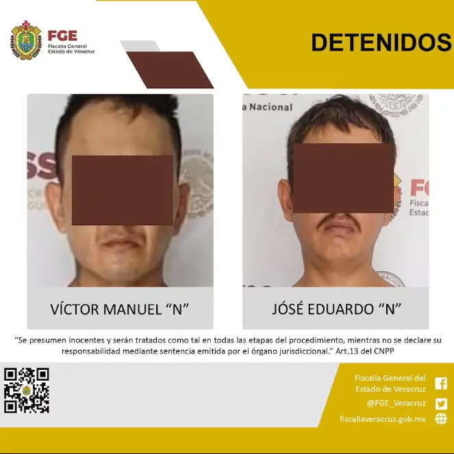 También fueron detenidos otros dos sujetos. FGR Veracruz.