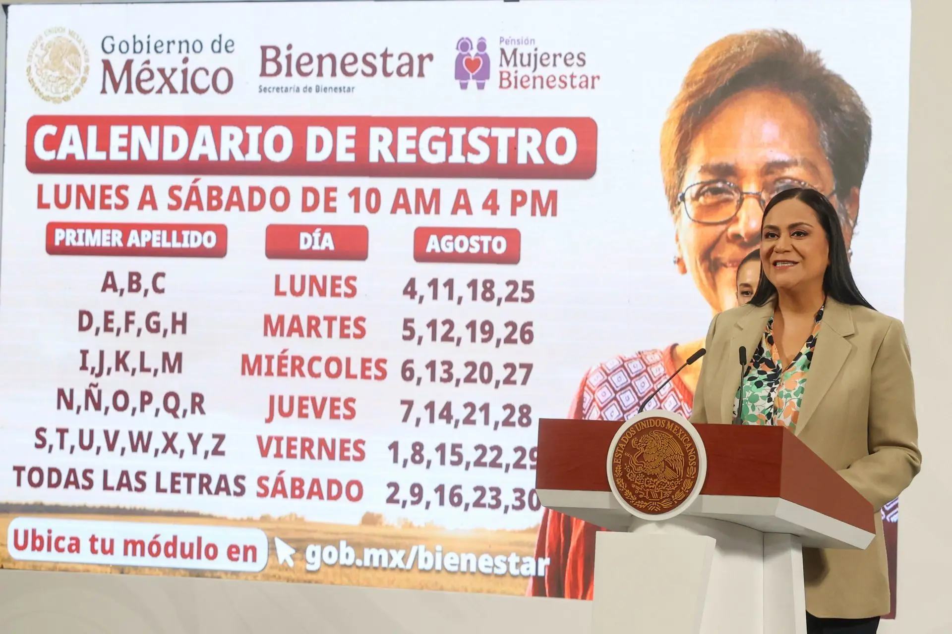 El calendario de registro de la pensión mujeres con Bienestar. Cuartoscuro.