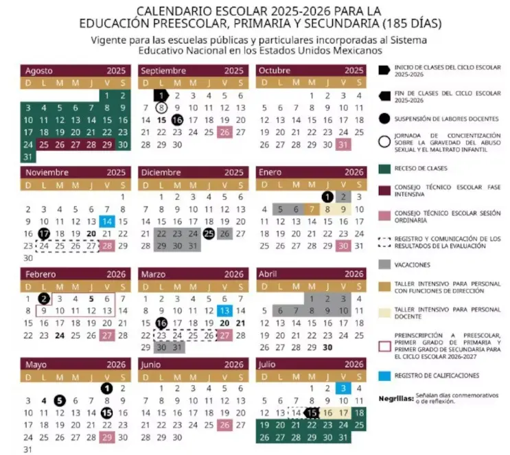 Este es el nuevo ccalendario de la SEP. SEP.