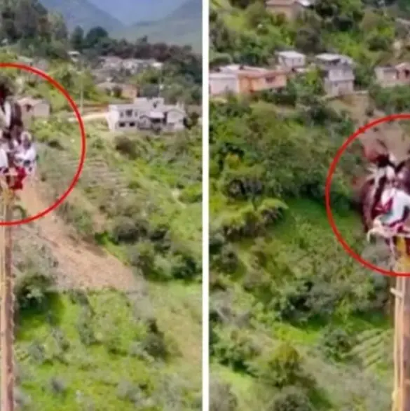 Impactantes imágenes: Voladores de Papantla se salvan de morir a más de 20 metros de altura