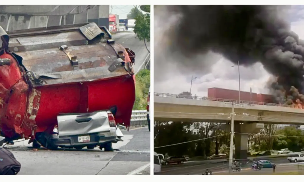  Policías mueren atropellados tras incendio de tráiler en la México–Puebla 