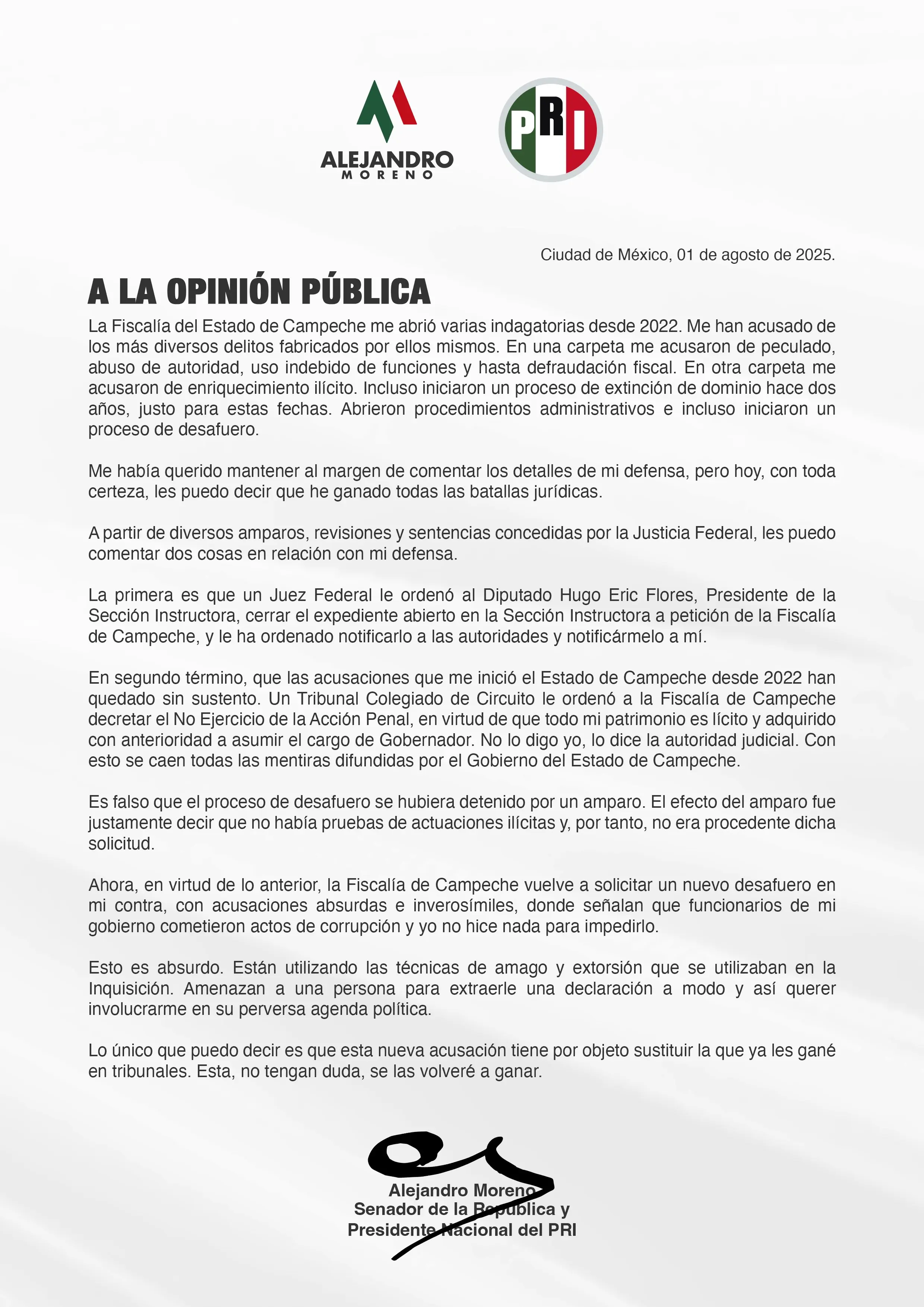 Comunicado de Alejandro Especial