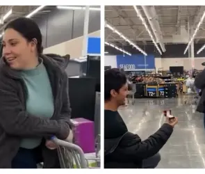 Hombre pide matrimonio a su novia en pleno Walmart mientras hacían la despensa | VIDEO