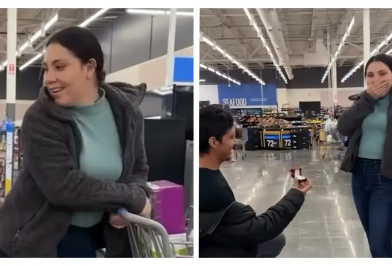 Hombre pide matrimonio a su novia en pleno Walmart mientras hacían la despensa | VIDEO Hombre pide matrimonio a su novia en pleno Walmart mientras hacían la despensa | VIDEO