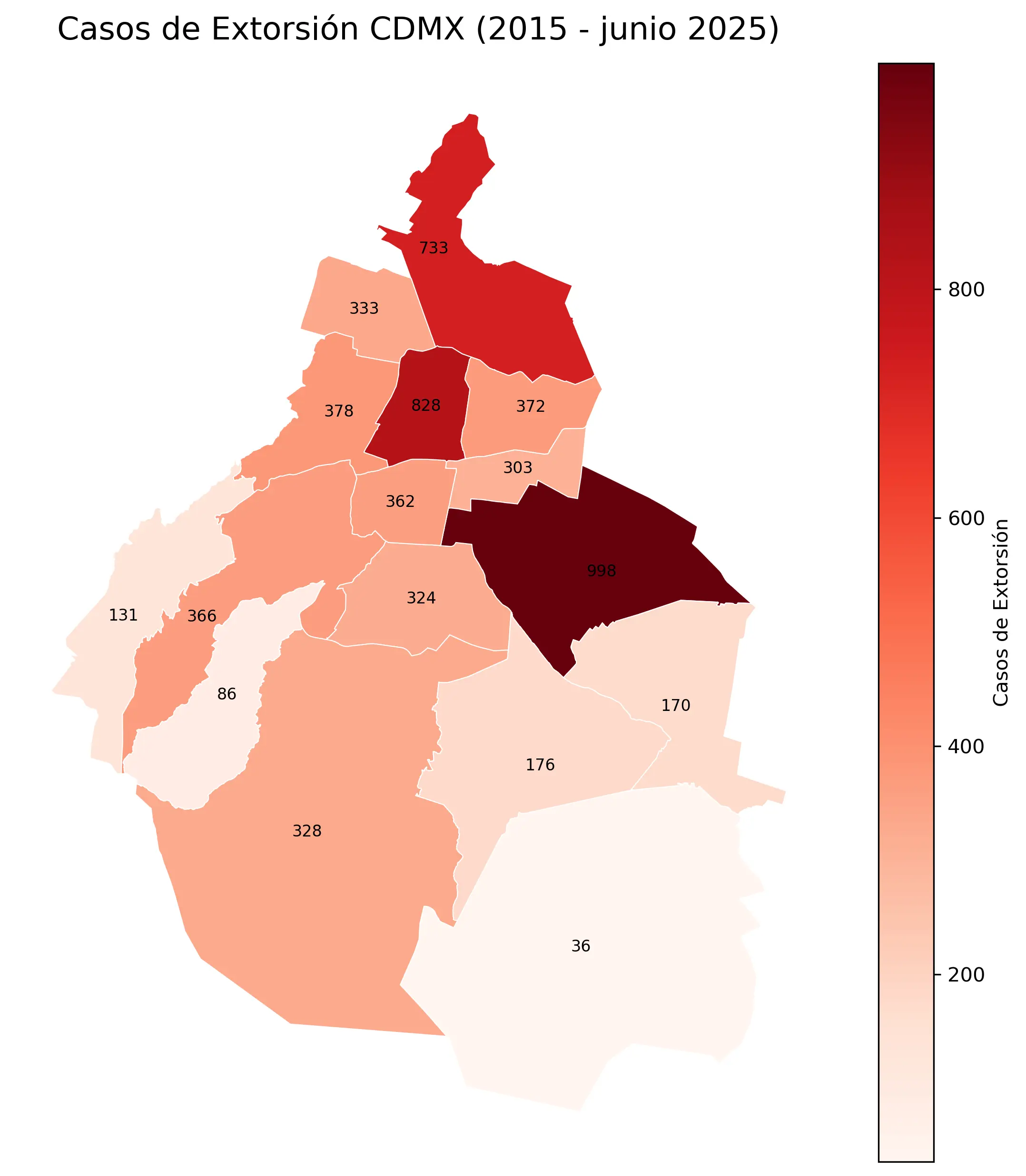 El mapa de la CDMX con más casos de extorsión. Mauricio Hernández | Quinto Poder.