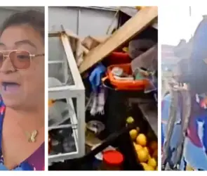 "Lady Chupitos" destroza puesto de jugos porque no le pusieron alcohol | VIDEO