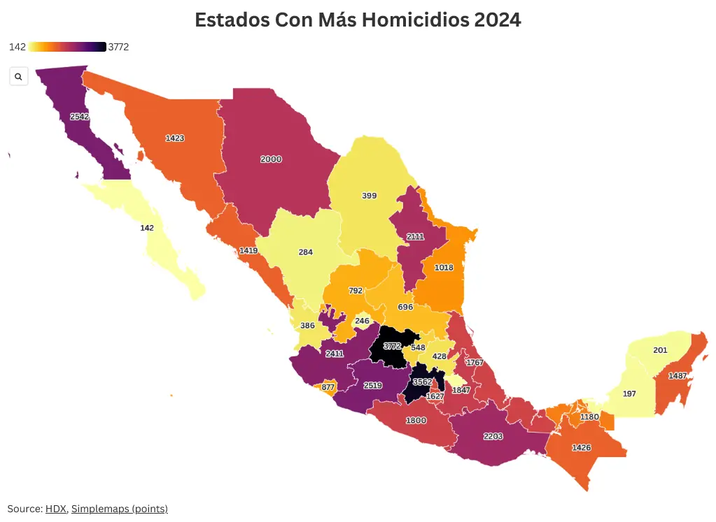 Estados con más homicidios. Mauricio Hernández | Quinto Poder.