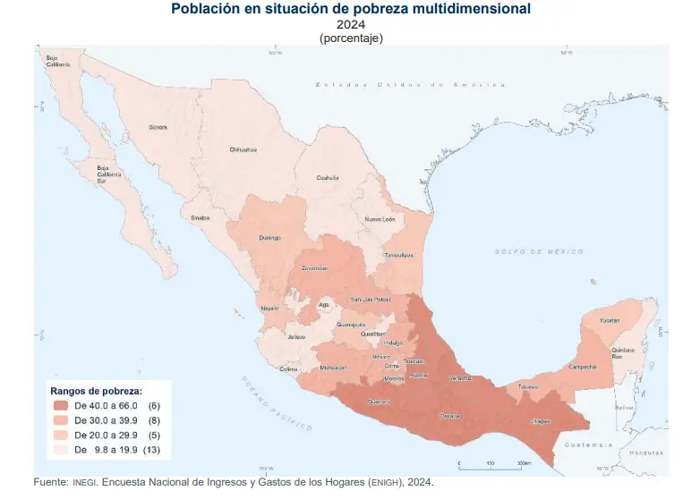 Así luce el mapa de la pobreza en México. INEGI.