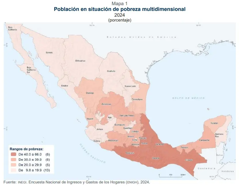Mapa de la pobreza en México. INEGI.