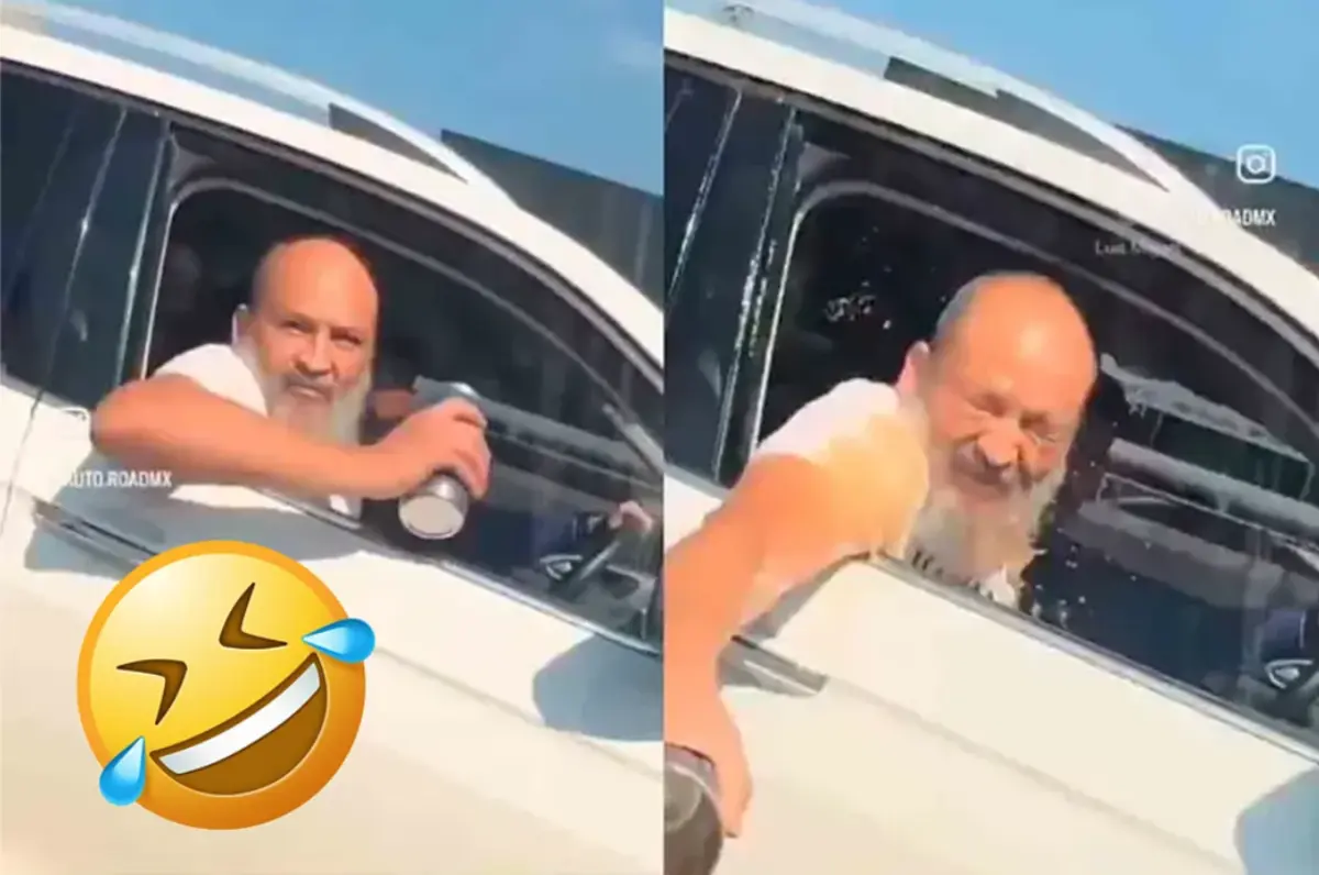  “Lord Nescafé” quiso lanzar café a otro conductor y terminó empapado él mismo. 