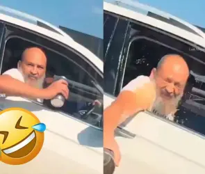 "Lord Nescaf&eacute;": intenta lanzar caf&eacute; a otro conductor y termina empapado