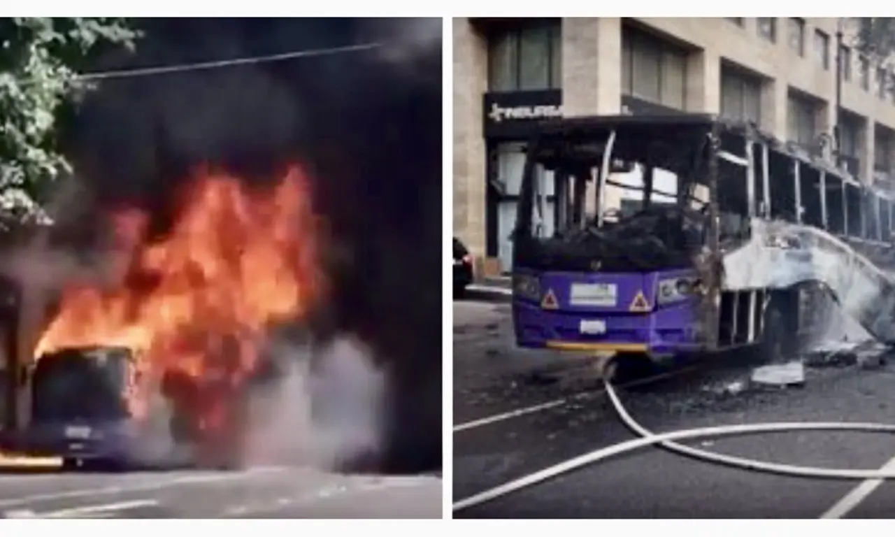  Camión de transporte público se incendia en el Centro Histórico de la CDMX 