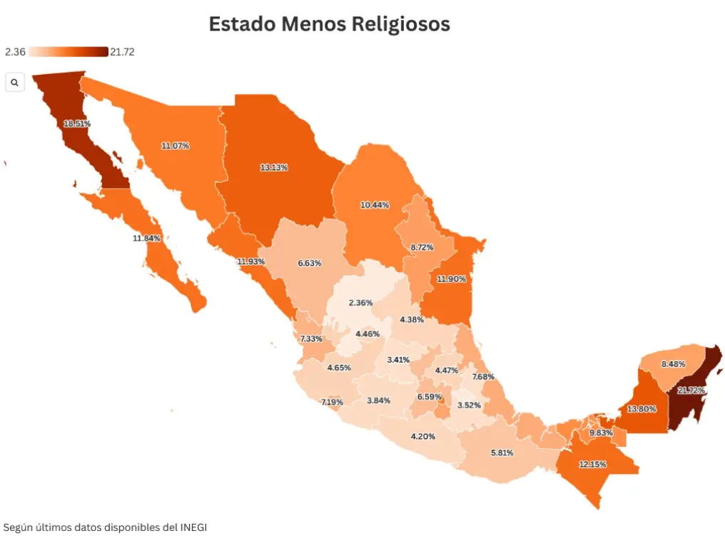 Estados con menos religiosos. Mauricio Hernández | Quinto Poder.
