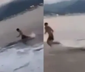 Adolescente logra esquivar ataque de cocodrilo en playa de Puerto Vallarta