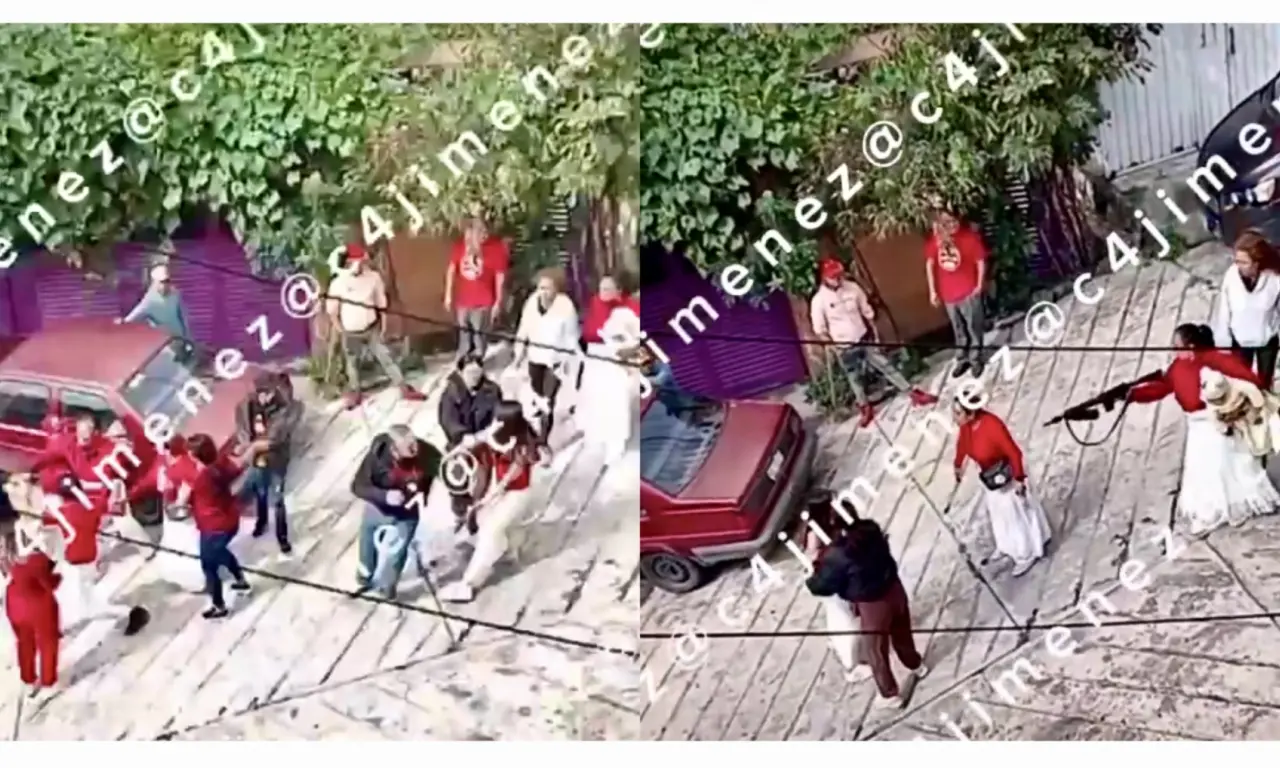  Mujer con bebé en brazos apunta con rifle a vecinos en Naucalpan 
