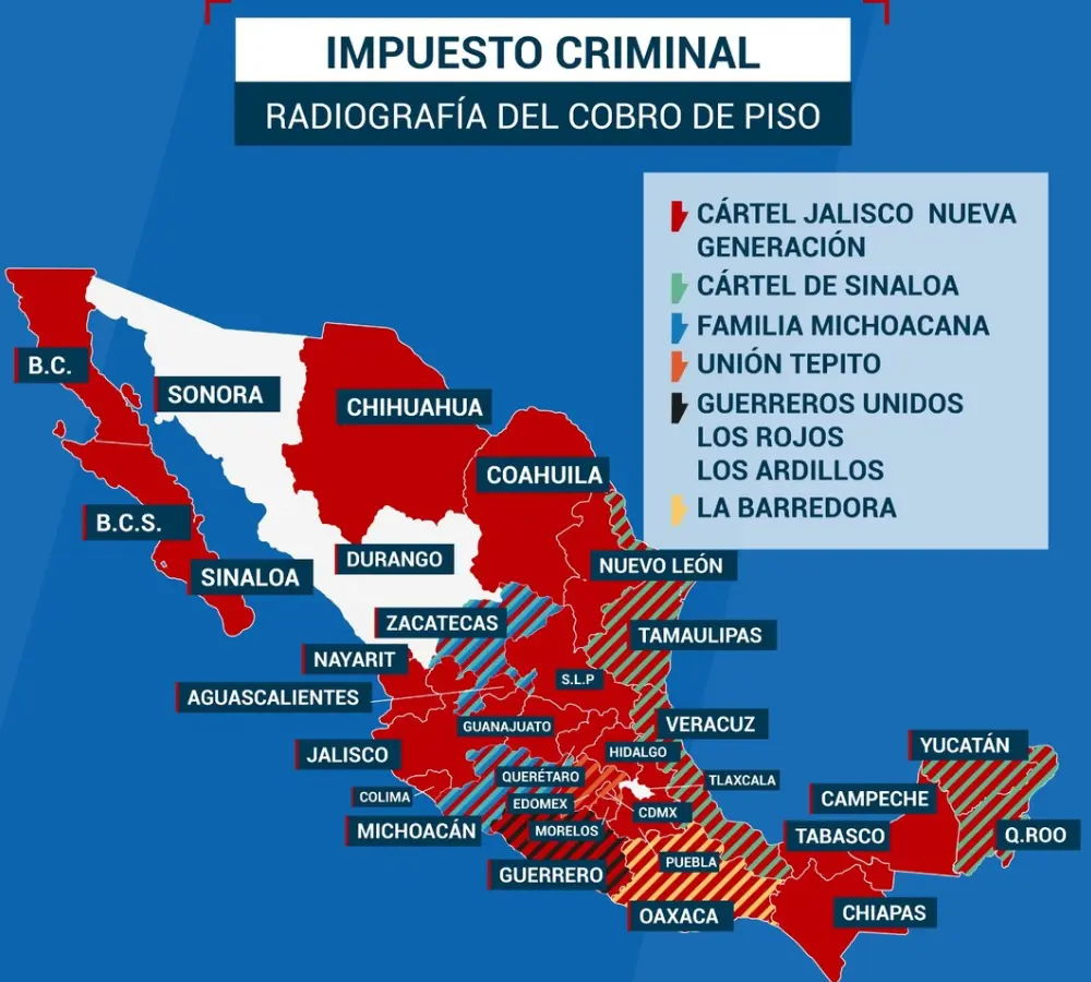 El Cártel Jalisco Nueva Generación lidera el cobro de piso en México. Especial