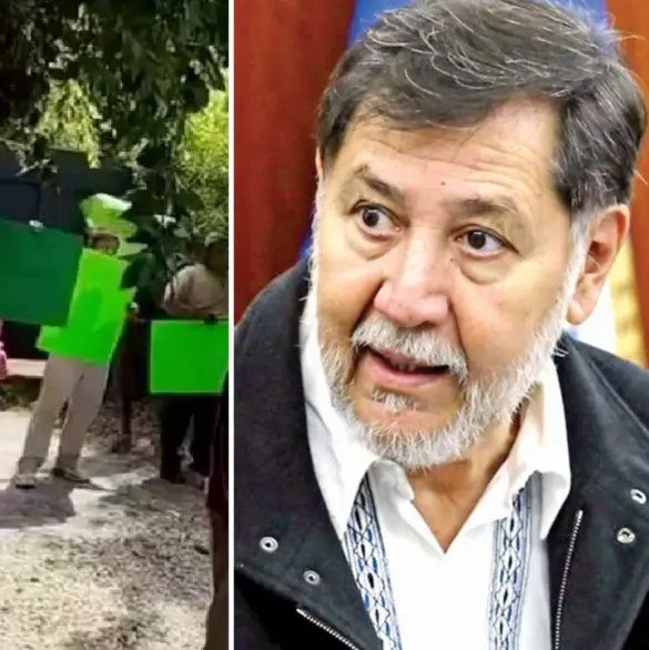 Tras retarlos a pasar por encima de él, comuneros intentan entrar a la casa de Noroña en Tepoztlán