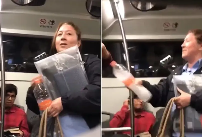 La mujer agredió y golpeó a un joven en el Metrobús de la CDMX. La mujer agredió y golpeó a un joven en el Metrobús de la CDMX.