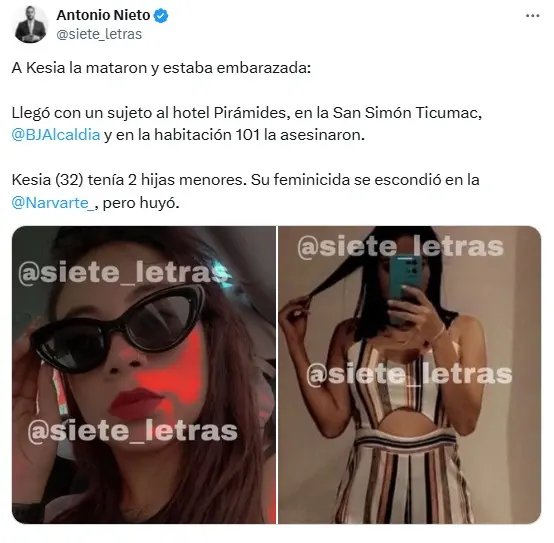 Kesia fue asesinada en el hotel Pirámides Especial