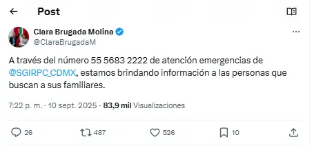 Brugada dio a conocer el número de teléfono oficial. X.