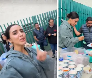 Tammy Parra regala comida a familiares de víctimas de la explosión de pipa en Iztapalapa