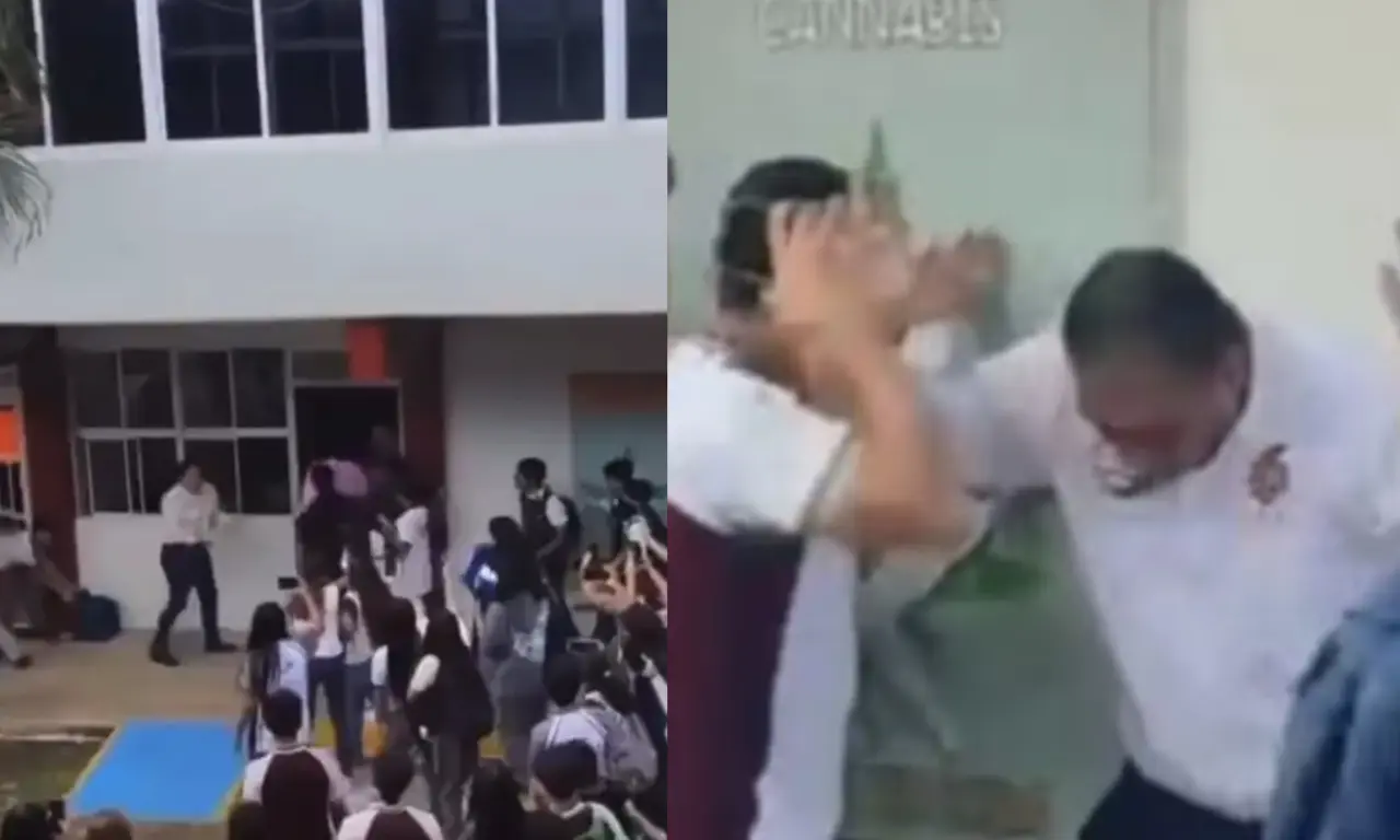  Alumnos del Cetis 78 protestan y agreden a docente en Tamaulipas. 