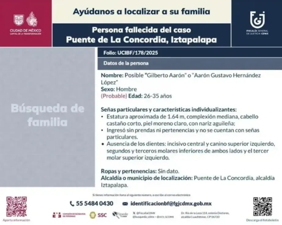 También hay otra víctima sin identificar que ya murió. SSC.