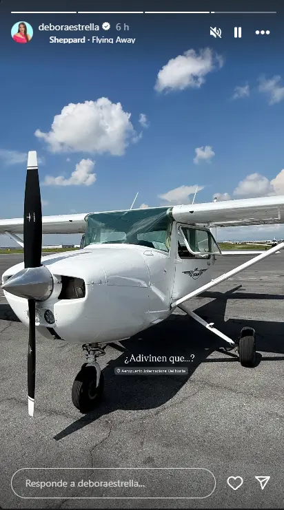 En ssu última publicación, Débora mostró la avioneta a la que iba a subir. Instagram.
