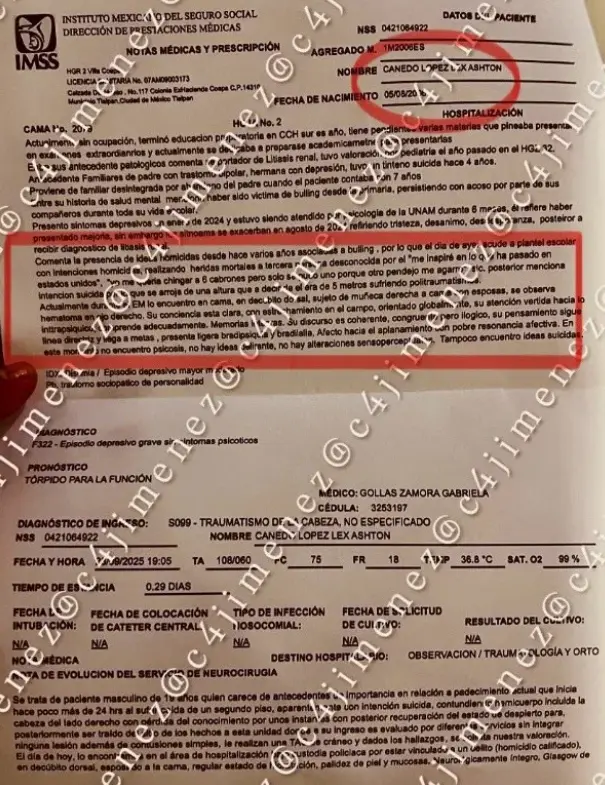 Reporte médico de Lex Ashton. Especial