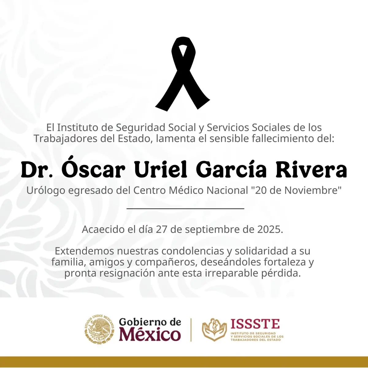 Muere el médico Óscar Uriel Garçia Rivera Especial