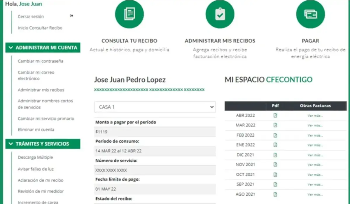 Cómo facturar recibos CFE CFE