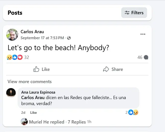 Última publicación de Carlos Arau Facebook