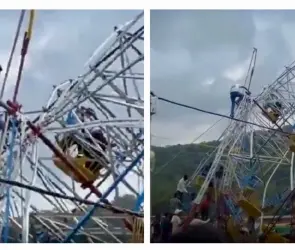 Rueda de la fortuna colapsa y pasajeros quedan colgados | VIDEO