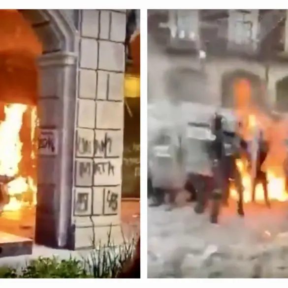 Marcha del 2 de octubre termina en violencia: policías quemados, robo de tiendas y coladeras
