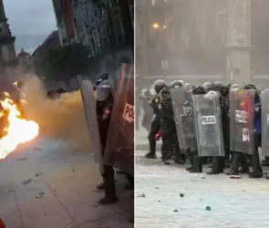 Marcha del 2 de octubre: Bloque Negro lanza petardos, golpea y prende fuego a policías en CDMX | Videos