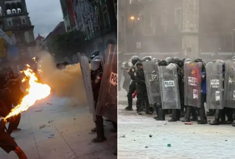 Los disturbios dejaron caos en el Centro Histórico, saqueos en tiendas y joyerías, además de enfrentamientos con los uniformados.